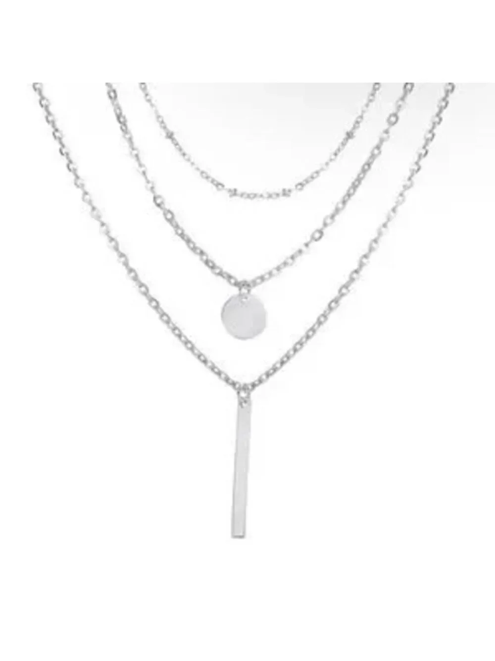 Silver Bar 1pc Layered Necklace